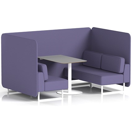 Brixworth 4 Seater Bench Booth With Table, White Legs, Grey Table With White Leg, Synergy Fabric, Order Panels And Sofa