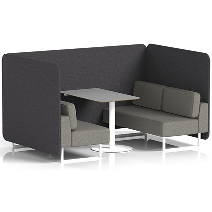 Brixworth 4 Seater Bench Booth With Table, White Legs, Grey Table With White Leg, X2 Fabric, Arithmetic Panels And Number Sofa