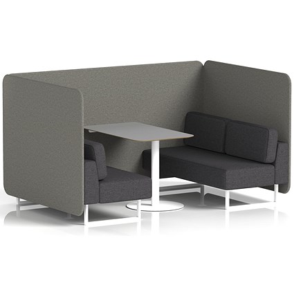 Brixworth 4 Seater Bench Booth With Table, White Legs, Grey Table With White Leg, X2 Fabric, Number Panels And Arithmetic Sofa