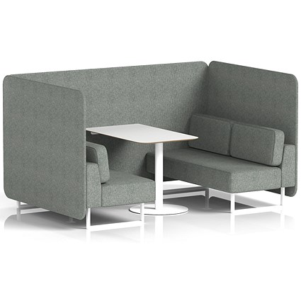 Brixworth 4 Seater Bench Booth With Table, White Legs, White Table, Rivet Fabric, Prime Panels And Sofa