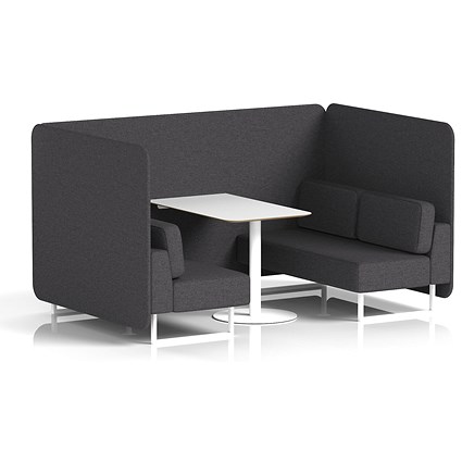 Brixworth 4 Seater Bench Booth With Table, White Legs, White Table, X2 Fabric, Arithmetic Panels And Sofa