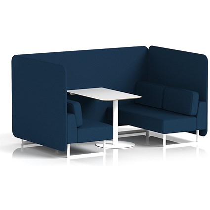 Brixworth 4 Seater Bench Booth With Table, White Legs, White Table, X2 Fabric, Calculus Panels And Sofa