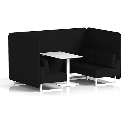 Brixworth 4 Seater Bench Booth With Table, White Legs, White Table, X2 Fabric, Diameter Panels And Sofa