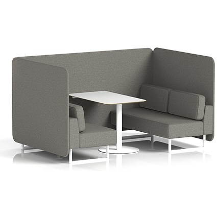Brixworth 4 Seater Bench Booth With Table, White Legs, White Table, X2 Fabric, Number Panels And Sofa