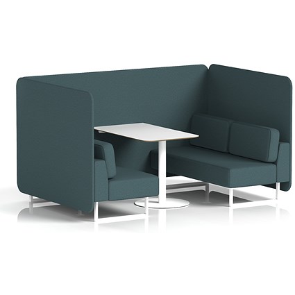Brixworth 4 Seater Bench Booth With Table, White Legs, White Table, X2 Fabric, Polygon Panels And Sofa