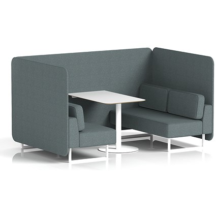 Brixworth 4 Seater Bench Booth With Table, White Legs, White Table, Main Line Flax Fabric, Westminster Panels And Sofa