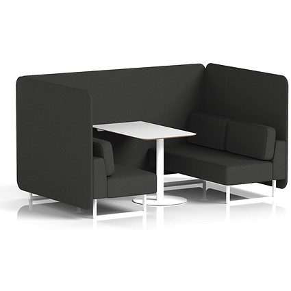 Brixworth 4 Seater Bench Booth With Table, White Legs, White Table, Synergy Fabric, Mix Panels And Sofa