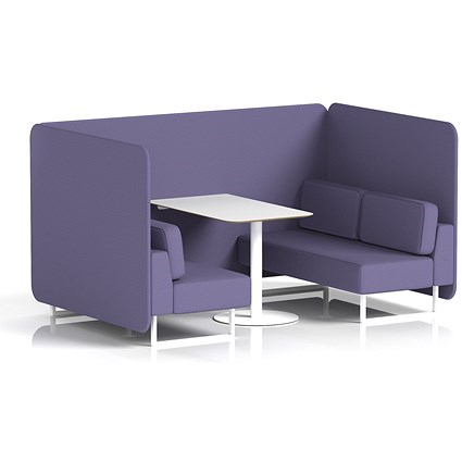 Brixworth 4 Seater Bench Booth With Table, White Legs, White Table, Synergy Fabric, Order Panels And Sofa
