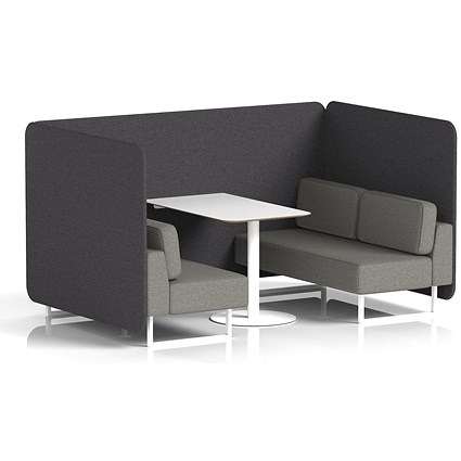 Brixworth 4 Seater Bench Booth With Table, White Legs, White Table, X2 Fabric, Arithmetic Panels And Number Sofa