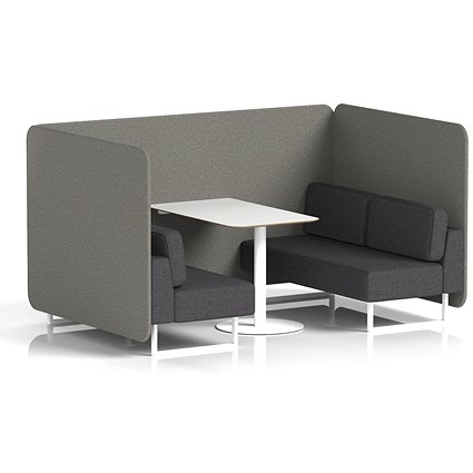 Brixworth 4 Seater Bench Booth With Table, White Legs, White Table, X2 Fabric, Number Panels And Arithmetic Sofa