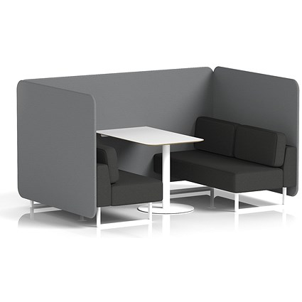 Brixworth 4 Seater Bench Booth With Table, White Legs, White Table, Synergy Fabric, Partner Panels And Mix Sofa