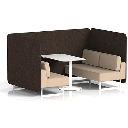 Brixworth 4 Seater Bench Booth With Table, White Legs, White Table, Synergy Fabric, Wed Panels And Affix Sofa