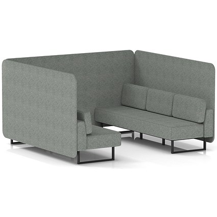 Brixworth 6 Seater Bench Booth, Black Legs, Rivet Fabric, Prime Panels And Sofa