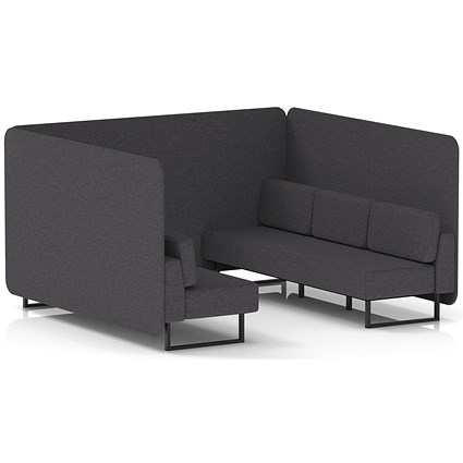 Brixworth 6 Seater Bench Booth, Black Legs, X2 Fabric, Arithmetic Panels And Sofa
