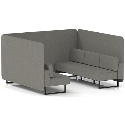 Brixworth 6 Seater Bench Booth, Black Legs, X2 Fabric, Number Panels And Sofa