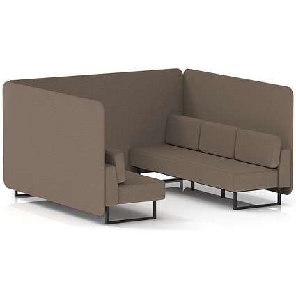 Brixworth 6 Seater Bench Booth, Black Legs, X2 Fabric, Theory Panels And Sofa
