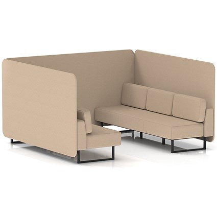 Brixworth 6 Seater Bench Booth, Black Legs, Synergy Fabric, Affix Panels And Sofa