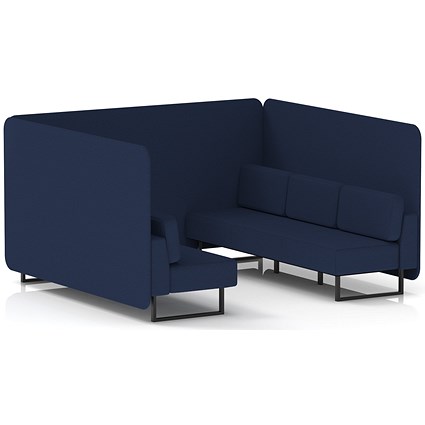 Brixworth 6 Seater Bench Booth, Black Legs, Synergy Fabric, Alike Panels And Sofa