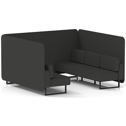 Brixworth 6 Seater Bench Booth, Black Legs, Synergy Fabric, Mix Panels And Sofa
