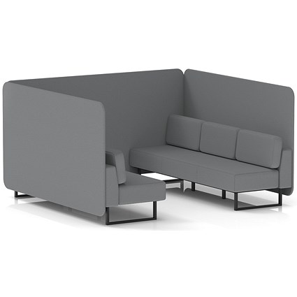 Brixworth 6 Seater Bench Booth, Black Legs, Synergy Fabric, Partner Panels And Sofa