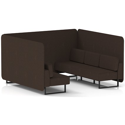 Brixworth 6 Seater Bench Booth, Black Legs, Synergy Fabric, Wed Panels And Sofa