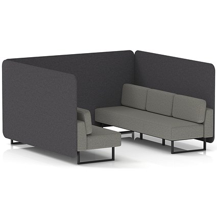 Brixworth 6 Seater Bench Booth, Black Legs, X2 Fabric, Arithmetic Panels And Number Sofa