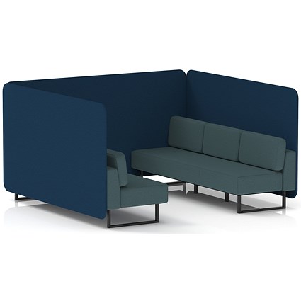 Brixworth 6 Seater Bench Booth, Black Legs, X2 Fabric, Calculus Panels And Polygon Sofa