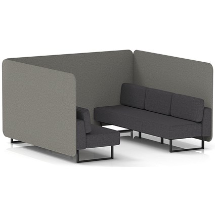 Brixworth 6 Seater Bench Booth, Black Legs, X2 Fabric, Number Panels And Arithmetic Sofa
