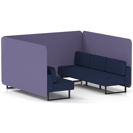 Brixworth 6 Seater Bench Booth, Black Legs, Synergy Fabric, Order Panels And Alike Sofa