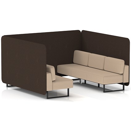 Brixworth 6 Seater Bench Booth, Black Legs, Synergy Fabric, Wed Panels And Affix Sofa