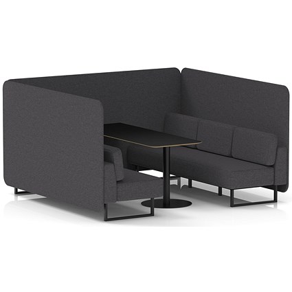 Brixworth 6 Seater Bench Booth With Table, Black Legs, Black Table, X2 Fabric, Arithmetic Panels And Sofa