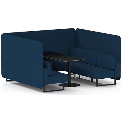 Brixworth 6 Seater Bench Booth With Table, Black Legs, Black Table, X2 Fabric, Calculus Panels And Sofa