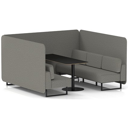 Brixworth 6 Seater Bench Booth With Table, Black Legs, Black Table, X2 Fabric, Number Panels And Sofa