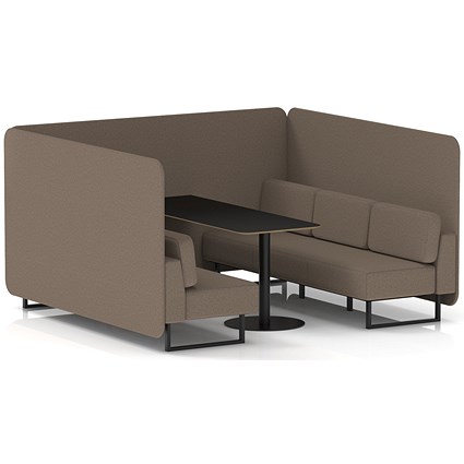 Brixworth 6 Seater Bench Booth With Table, Black Legs, Black Table, X2 Fabric, Theory Panels And Sofa