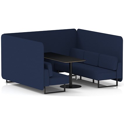 Brixworth 6 Seater Bench Booth With Table, Black Legs, Black Table, Synergy Fabric, Alike Panels And Sofa