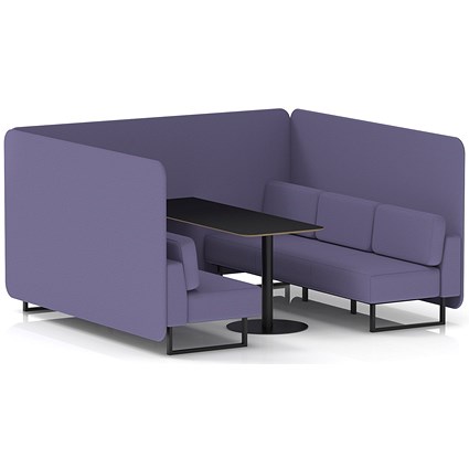 Brixworth 6 Seater Bench Booth With Table, Black Legs, Black Table, Synergy Fabric, Order Panels And Sofa