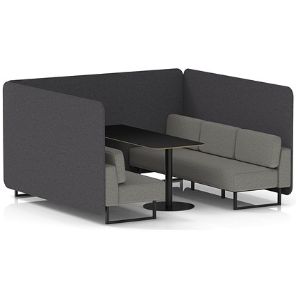 Brixworth 6 Seater Bench Booth With Table, Black Legs, Black Table, X2 Fabric, Arithmetic Panels And Number Sofa