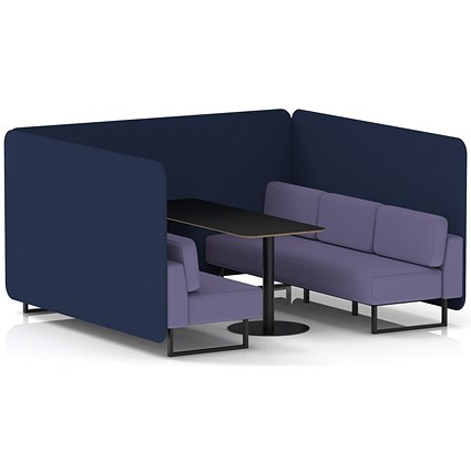 Brixworth 6 Seater Bench Booth With Table, Black Legs, Black Table, Synergy Fabric, Alike Panels And Order Sofa
