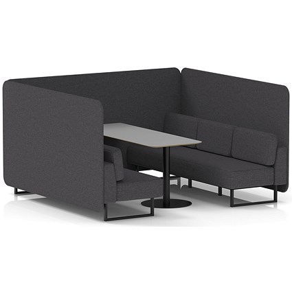 Brixworth 6 Seater Bench Booth With Table, Black Legs, Grey Table With Black Leg, X2 Fabric, Arithmetic Panels And Sofa