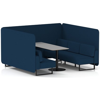 Brixworth 6 Seater Bench Booth With Table, Black Legs, Grey Table With Black Leg, X2 Fabric, Calculus Panels And Sofa