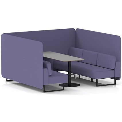 Brixworth 6 Seater Bench Booth With Table, Black Legs, Grey Table With Black Leg, Synergy Fabric, Order Panels And Sofa