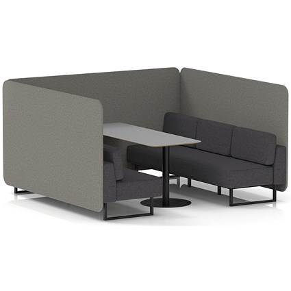 Brixworth 6 Seater Bench Booth With Table, Black Legs, Grey Table With Black Leg, X2 Fabric, Number Panels And Arithmetic Sofa
