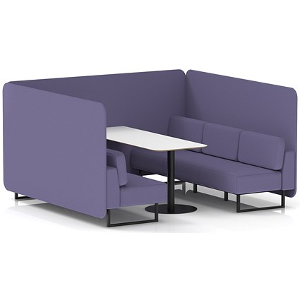 Brixworth 6 Seater Bench Booth With Table, Black Legs, White Table With Black Leg, Synergy Fabric, Order Panels And Sofa