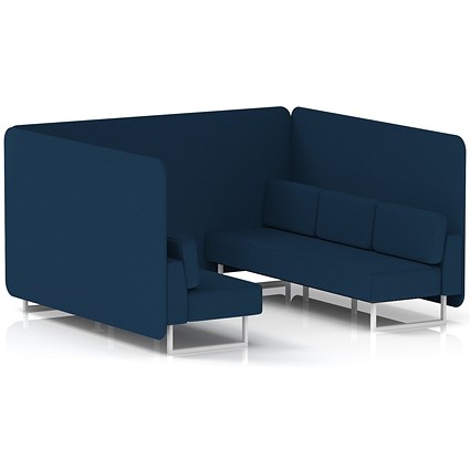 Brixworth 6 Seater Bench Booth, White Legs, X2 Fabric, Calculus Panels And Sofa