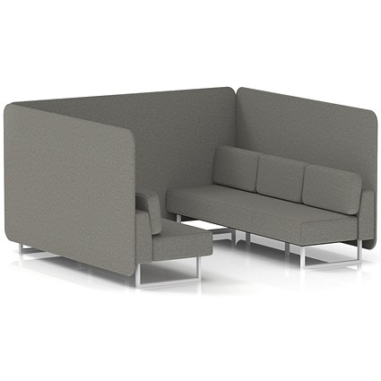 Brixworth 6 Seater Bench Booth, White Legs, X2 Fabric, Number Panels And Sofa