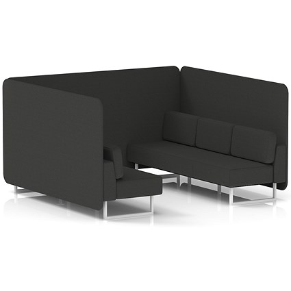 Brixworth 6 Seater Bench Booth, White Legs, Synergy Fabric, Mix Panels And Sofa