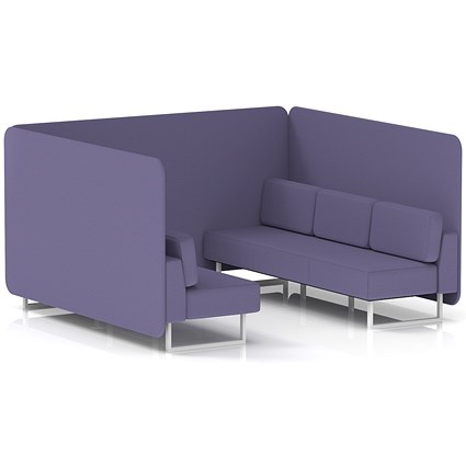Brixworth 6 Seater Bench Booth, White Legs, Synergy Fabric, Order Panels And Sofa