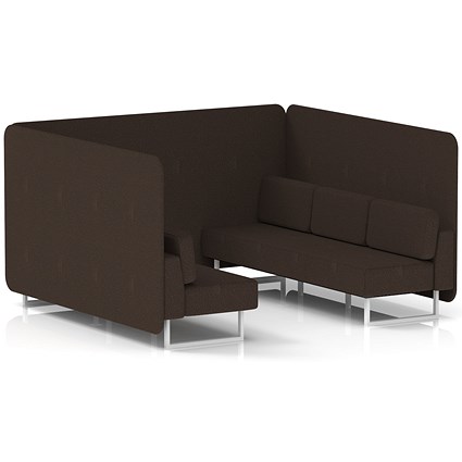 Brixworth 6 Seater Bench Booth, White Legs, Synergy Fabric, Wed Panels And Sofa