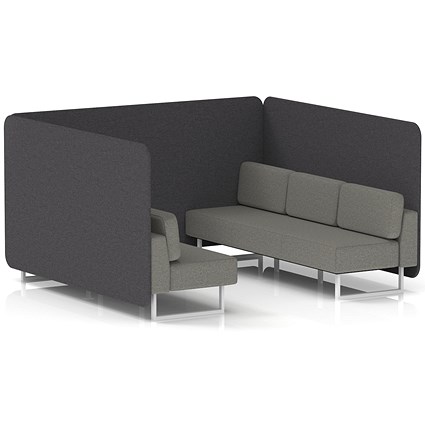 Brixworth 6 Seater Bench Booth, White Legs, X2 Fabric, Arithmetic Panels And Number Sofa