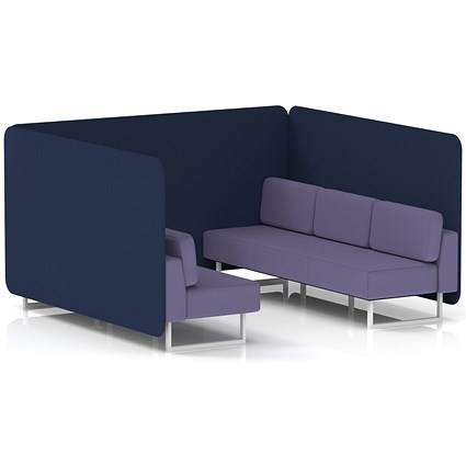 Brixworth 6 Seater Bench Booth, White Legs, Synergy Fabric, Alike Panels And Order Sofa